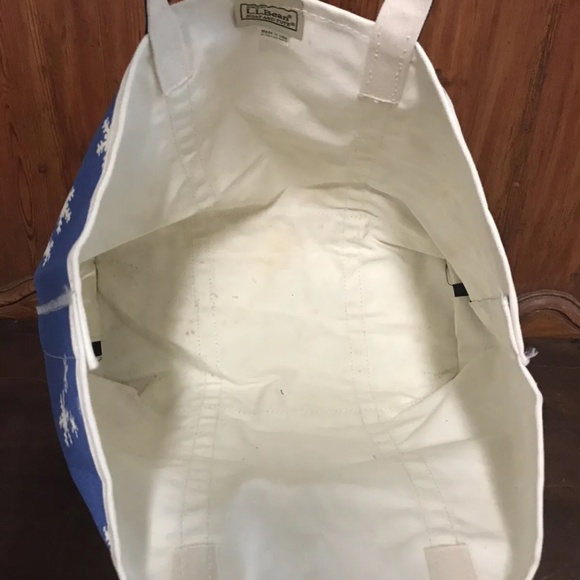 Vintage LL Bean Boat and Tote Bag RARE SNOW FLAKE PRINT Christmas USA - Picture 5 of 7